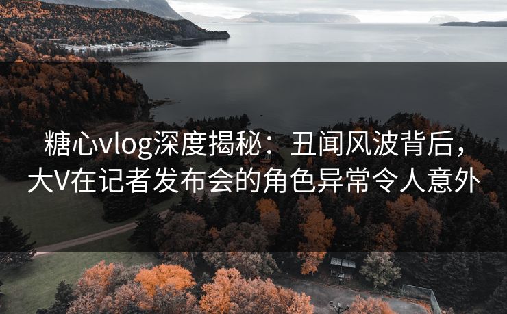 糖心vlog深度揭秘：丑闻风波背后，大V在记者发布会的角色异常令人意外