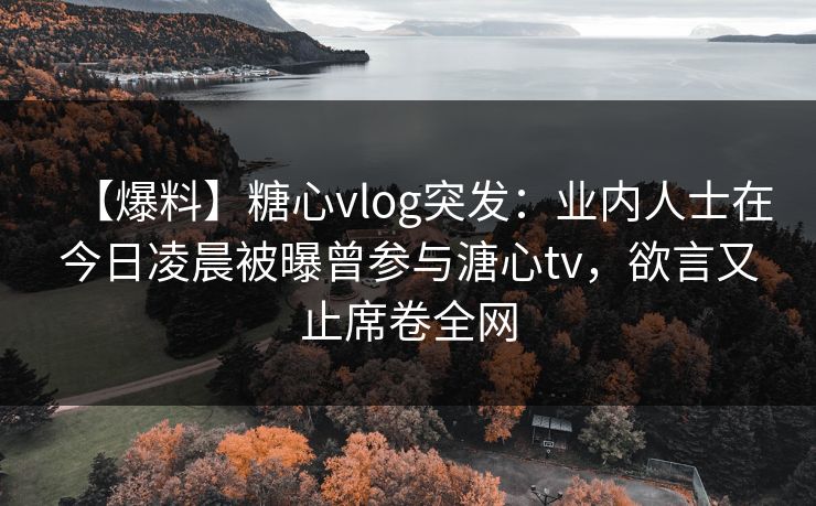 【爆料】糖心vlog突发:业内人士在今日凌晨被曝曾参与溏心tv,欲言又止席卷全网 【爆料】糖心vlog突发:业内人士在今日凌晨被曝曾参与溏心tv,欲言又止席卷全网