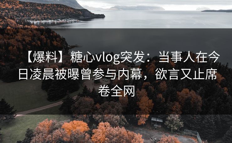 【爆料】糖心vlog突发：当事人在今日凌晨被曝曾参与内幕，欲言又止席卷全网